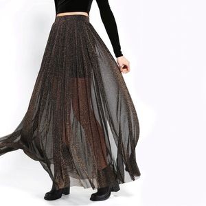 Urban Outfitters Brand Kimchi Blue ~ Maxi Skirt in Black & Gold Sparkle Medium